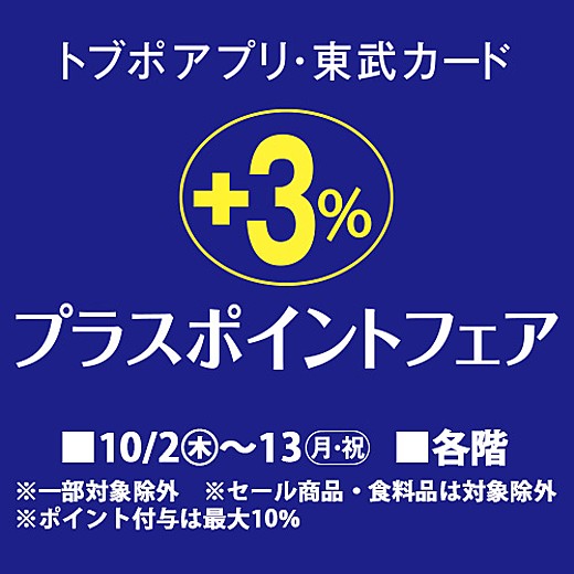 トブポアプリ・東武カード ＋3%プラスポイントフェア