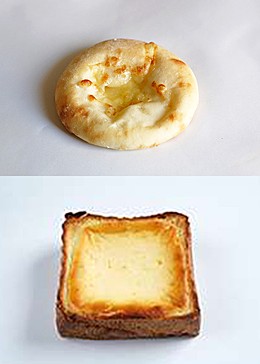上:もちもちチーズナン、下:バスクチーズケーキ風トースト