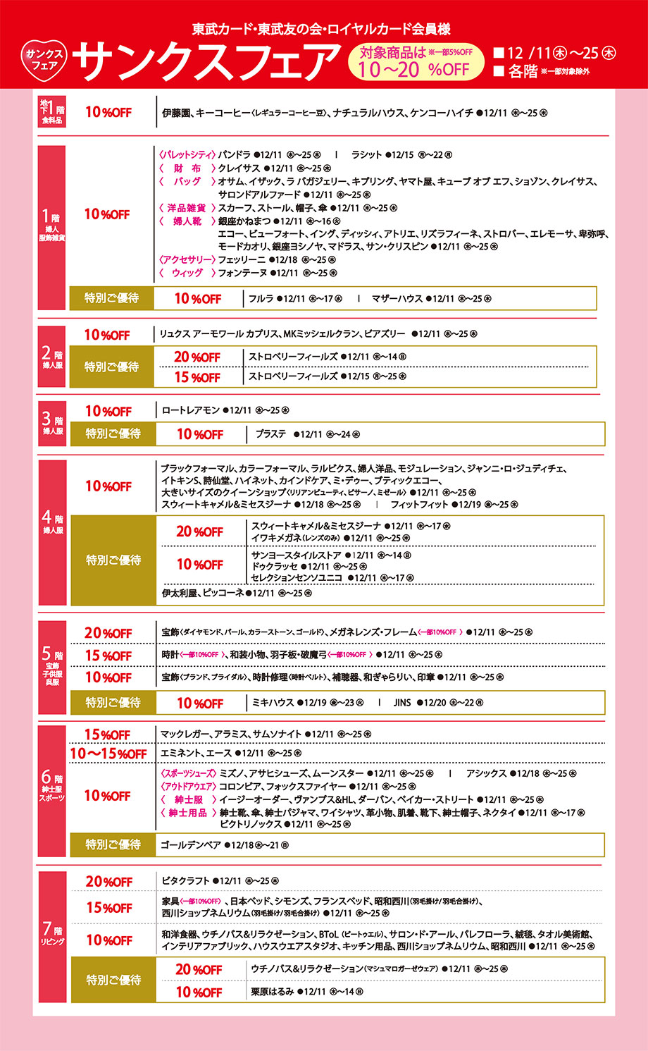 東武カード・東武友の会・ロイヤルカード会員様 サンクスフェア