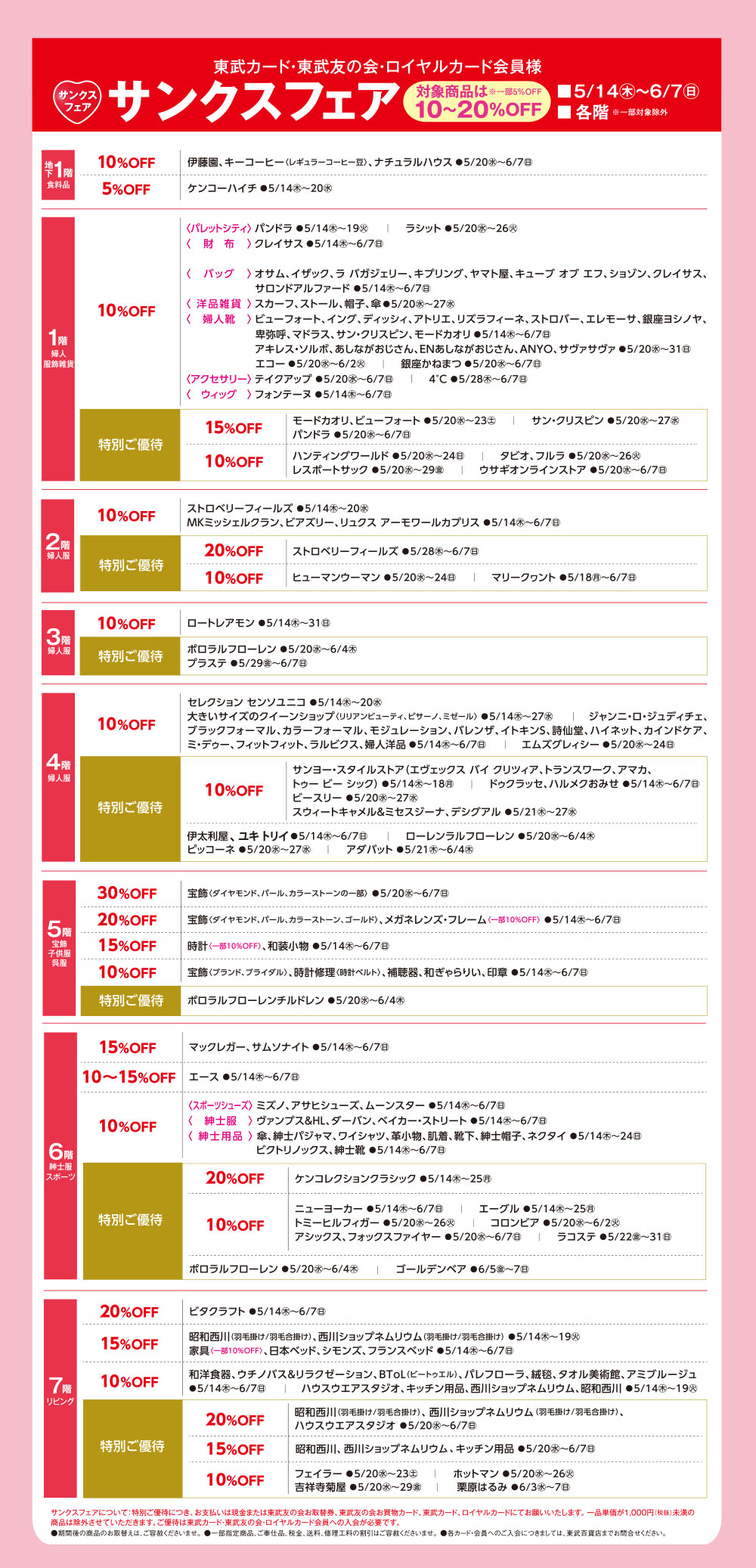 東武カード・東武友の会・ロイヤルカード会員様 サンクスフェア