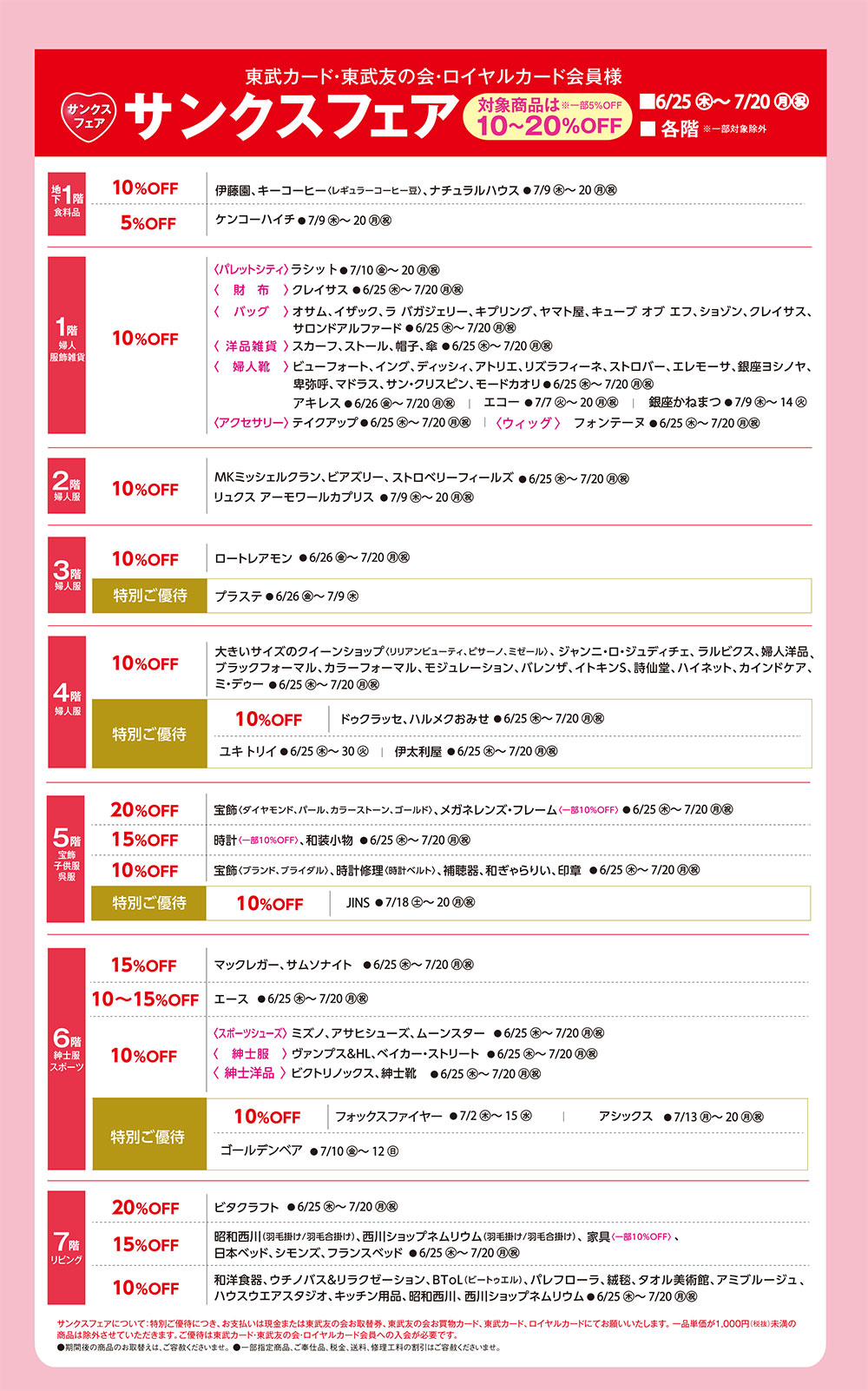 東武カード・東武友の会・ロイヤルカード会員様 サンクスフェア