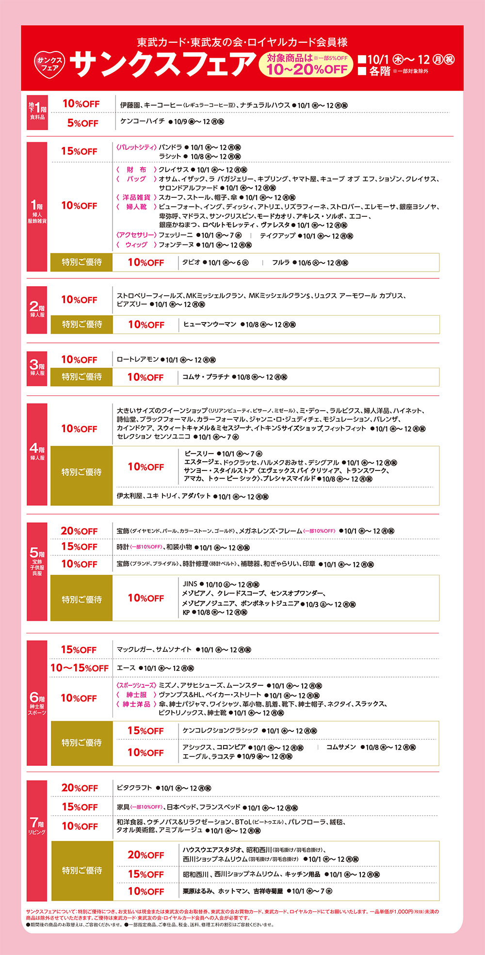 東武カード・東武友の会・ロイヤルカード会員様 サンクスフェア